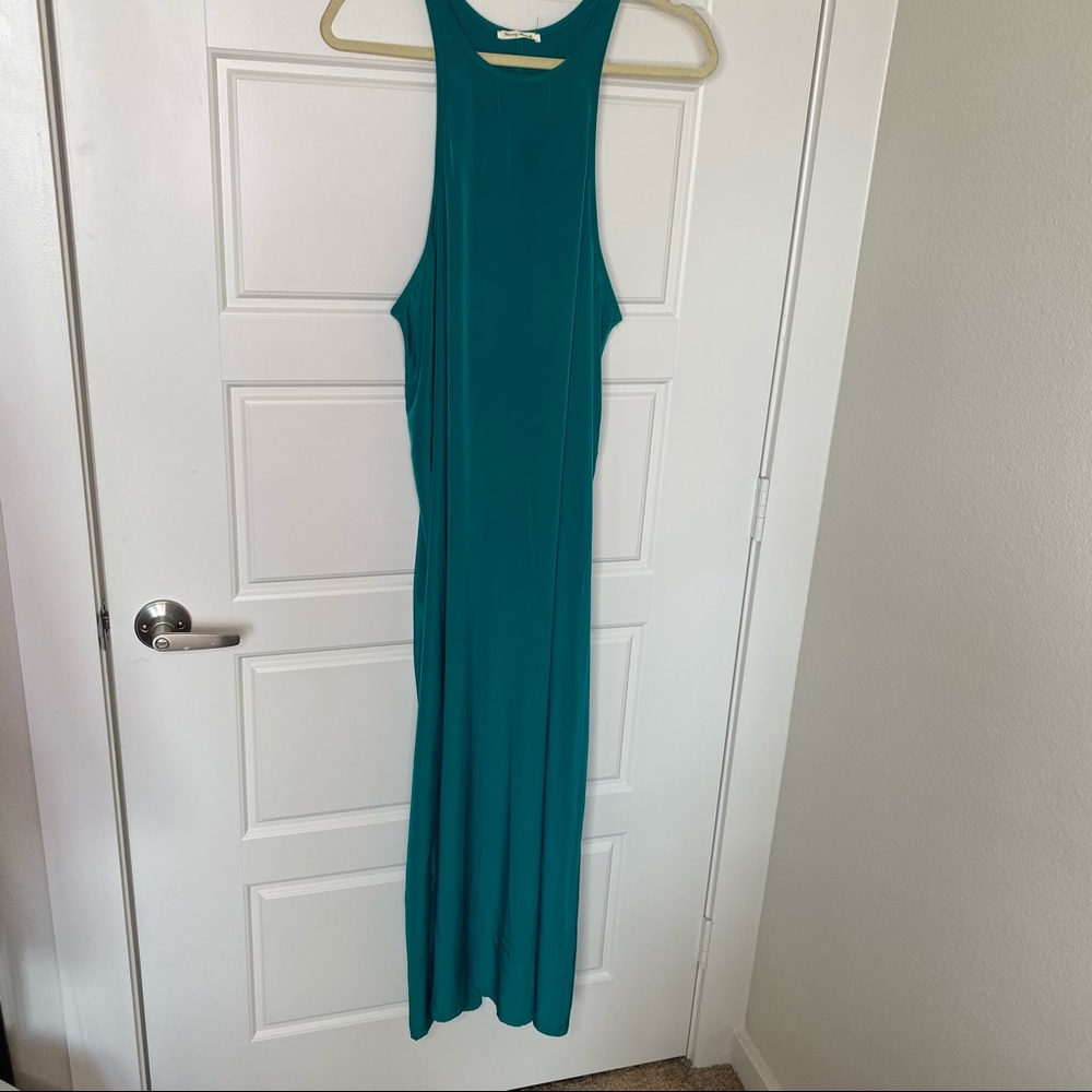 HONEY PUNCH GREEN MAXI FLOWY DRESS SM/MED - Picture 2 of 7
